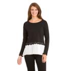 Women's Haggar Mock-layer Sweater, Size: Medium, Black