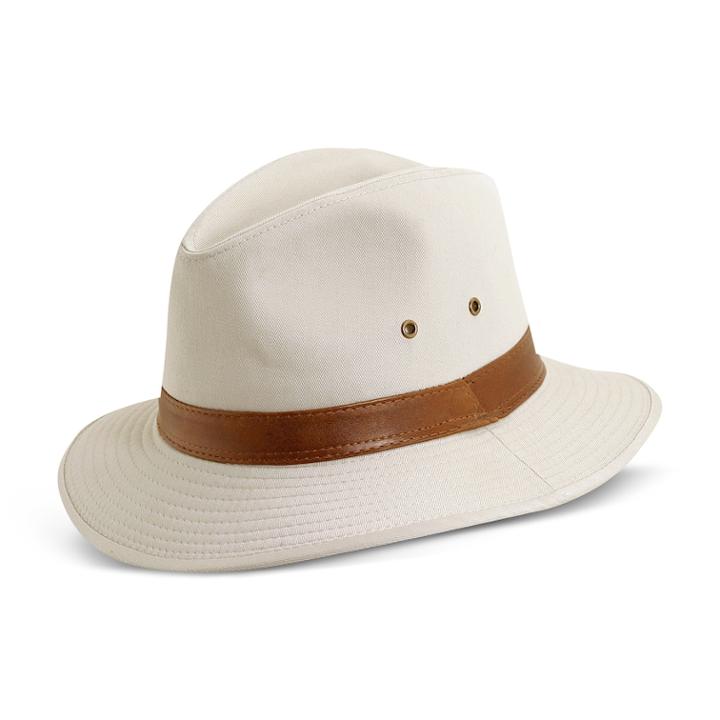 Men's Dpc Washed Twill Safari Hat With Faux-leather Trim, Size: Large, Multicolor