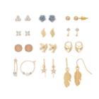 Mudd&reg; 12 Pair Feather Earrings, Women's, Gold