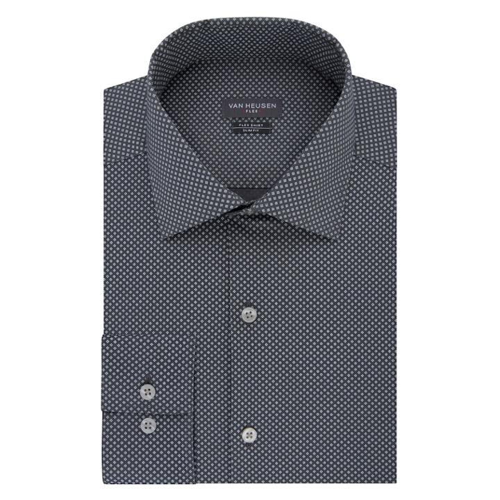 Men's Van Heusen Slim-fit Flex Spread-collar Dress Shirt, Size: 15.5-32/33, Dark Grey