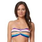 Women's Pink Envelope Striped Bandeau Bikini Top, Size: Xl, Sunset Haze
