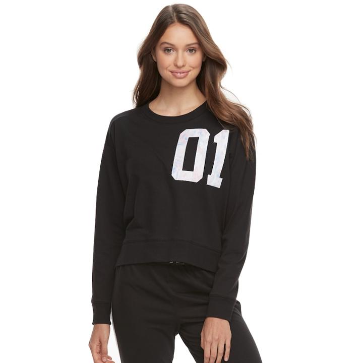Juniors' So&reg; Pajamas: Graphic Sweatshirt, Teens, Size: Medium, Black