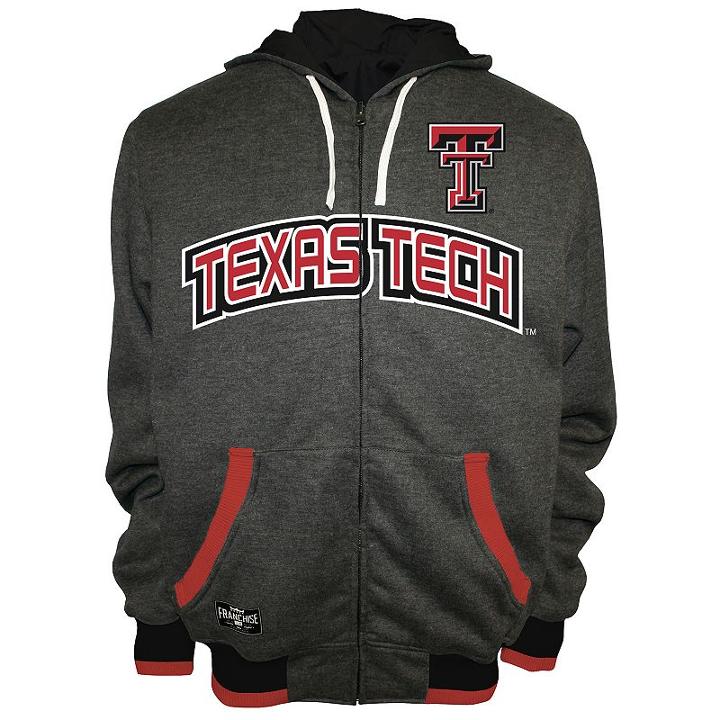 Men's Franchise Club Texas Tech Red Raiders Power Play Reversible Hooded Jacket, Size: 3xl, Grey