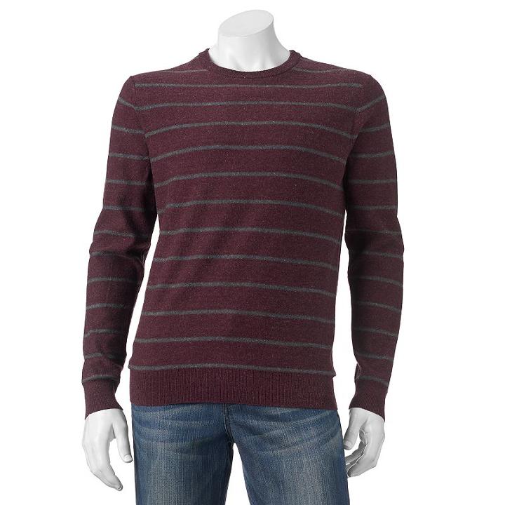 Men's Sonoma Goods For Life&trade; Striped Crewneck Sweater, Size: Xxl, Med Red
