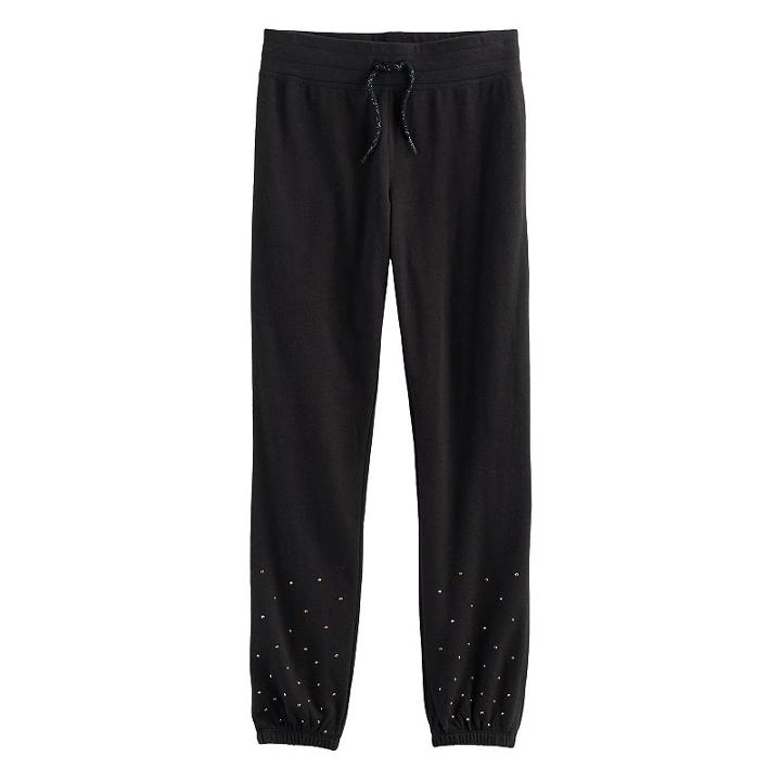 Girls 7-16 & Plus Size So&reg; French Terry Jogger Pants, Size: 20 1/2, Black
