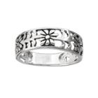 Sterling Silver Openwork Flower Ring, Women's, Size: 6, Grey