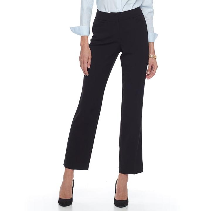 Women's Dana Buchman Curvy Straight Leg Dress Pants, Size: 10, Black