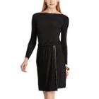 Women's Chaps Faux-leather Trim Jersey Dress, Size: Xs, Black