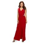 Women's Chaps Embellished Surplice Faux-wrap Evening Gown, Size: 2, Red