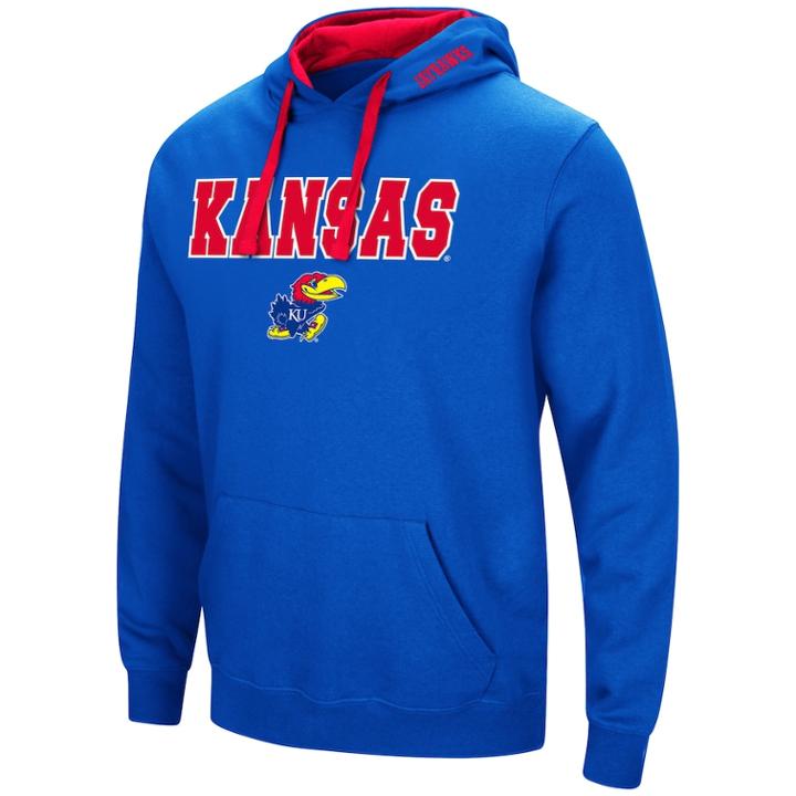Men's Kansas Jayhawks Pullover Fleece Hoodie, Size: Xxl, Blue (navy)