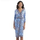 Women's Indication Faux-wrap Print Dress, Size: 8, Light Blue