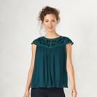 Women's Lc Lauren Conrad Pleated Top, Size: Large, Green
