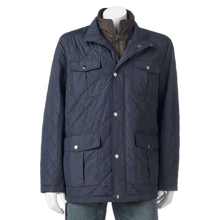 Men's Towne Quilted Field Coat, Size: Medium, Blue (navy)