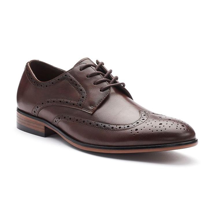 Apt. 9&reg; Brewster Men's Wingtip Dress Shoes, Size: 12 Wide, Brown Oth