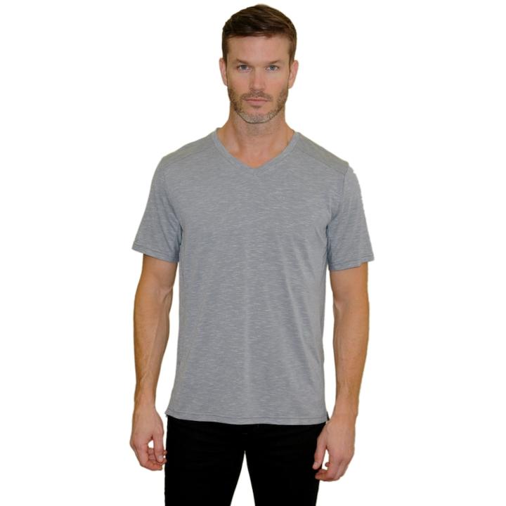 Men's Mountain And Isles Stretch V-neck Tee, Size: Large, Grey