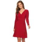 Women's Chaps Faux-wrap Godet Dress, Size: Xs, Red