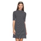 Women's Apt. 9&reg; Striped Mockneck Shift Dress, Size: Xs, Black
