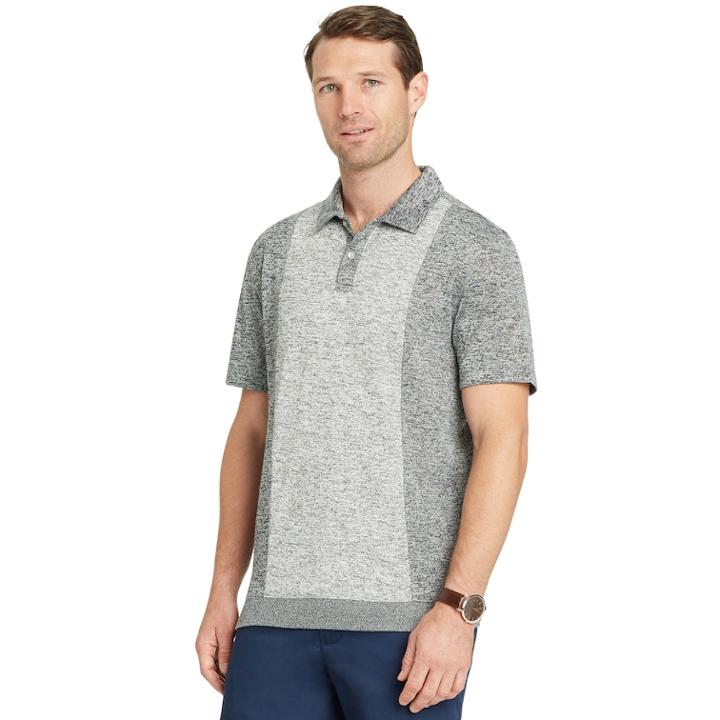 Men's Van Heusen Air Melange Classic-fit Colorblock Polo, Size: Xxl, Med Grey