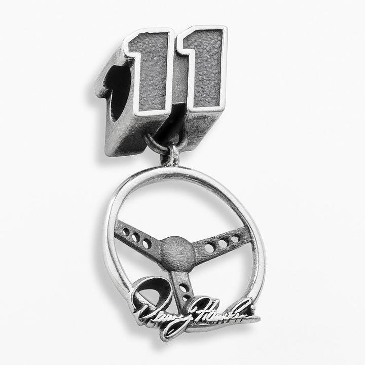 Insignia Collection Nascar Denny Hamlin Sterling Silver 11 Steering Wheel Charm, Women's, Grey