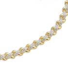 18k Gold Plated Diamond Accent X Link Bracelet, Women's, White