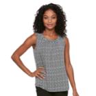 Petite Croft & Barrow&reg; Printed Shirred Tank, Women's, Size: Xs Petite, Dark Grey