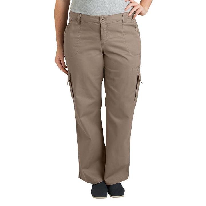 Plus Size Dickies Cargo Pants, Women's, Size: 22 W, Beig/green (beig/khaki)