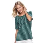 Women's Croft & Barrow&reg; Side-button Top, Size: Medium, Dark Green