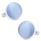 Silver And Blue Cat's Eye Cuff Links, Men's