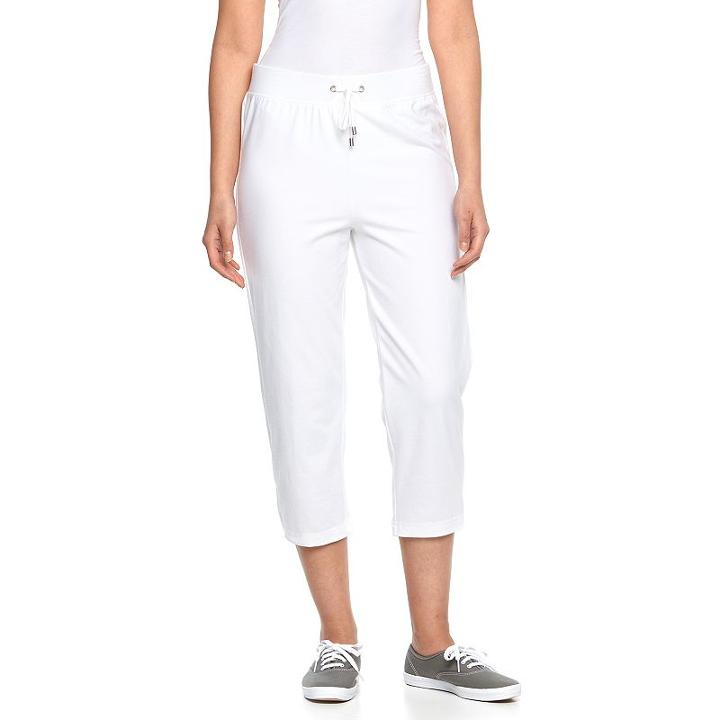 Women's Croft & Barrow&reg; Pull-on Knit Capris, Size: Xl, White