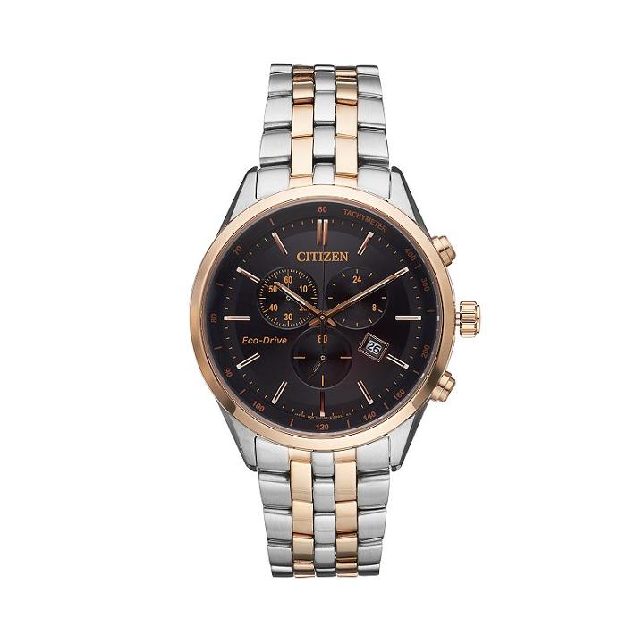 Citizen Eco-drive Men's Two Tone Stainless Steel Chronograph Watch, Multicolor