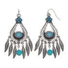 Simulated Turquoise Antiqued Nickel Free Chandelier Earrings, Women's, Blue