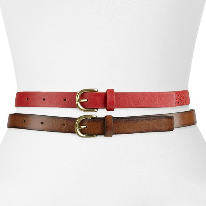 Sonoma Goods For Life&trade; Perforated & Smooth Belt Set, Women's, Size: Xl, Pink