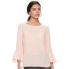 Women's Elle&trade; Ruffle Bell-sleeve Top, Size: Large, Light Pink