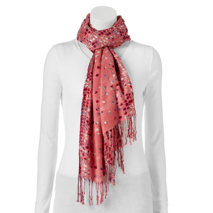 Apt. 9&reg; Fringed Circles Oblong Scarf, Women's, Lt Orange