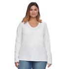 Plus Size Sonoma Goods For Life&trade; Essential V-neck Tee, Women's, Size: 4xl, White