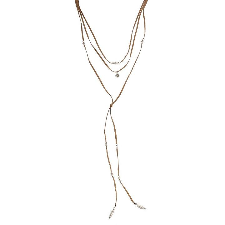 Mudd&reg; Faux Suede Flower & Feather Necklace, Girl's, White