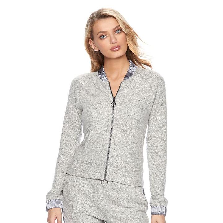 Women's Juicy Couture Satin Trim Bomber Jacket, Size: Xl, Med Grey