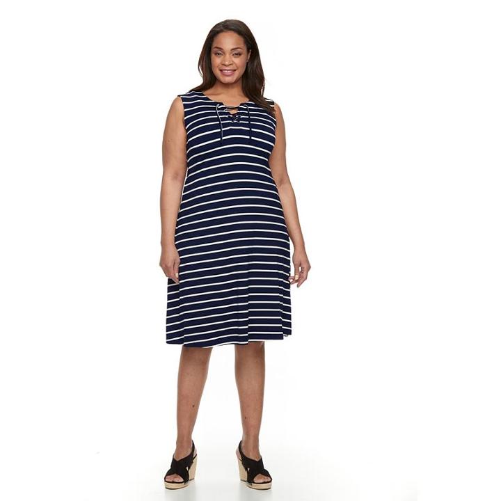 Plus Size Croft & Barrow&reg; Lace-up Tank Dress, Women's, Size: 1xl, Blue