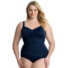 Plus Size Croft & Barrow&reg; Bust Minimizer Twist-front One-piece Swimsuit, Women's, Size: 18 W, Blue (navy)