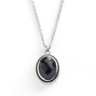 Kate Markus Stainless Steel Blue Sandstone Oval Frame Pendant, Women's