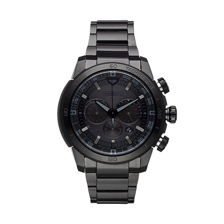Citizen Eco-drive Men's Ecosphere Black Ion-plated Stainless Steel Chronograph Watch - Ca4184-81e