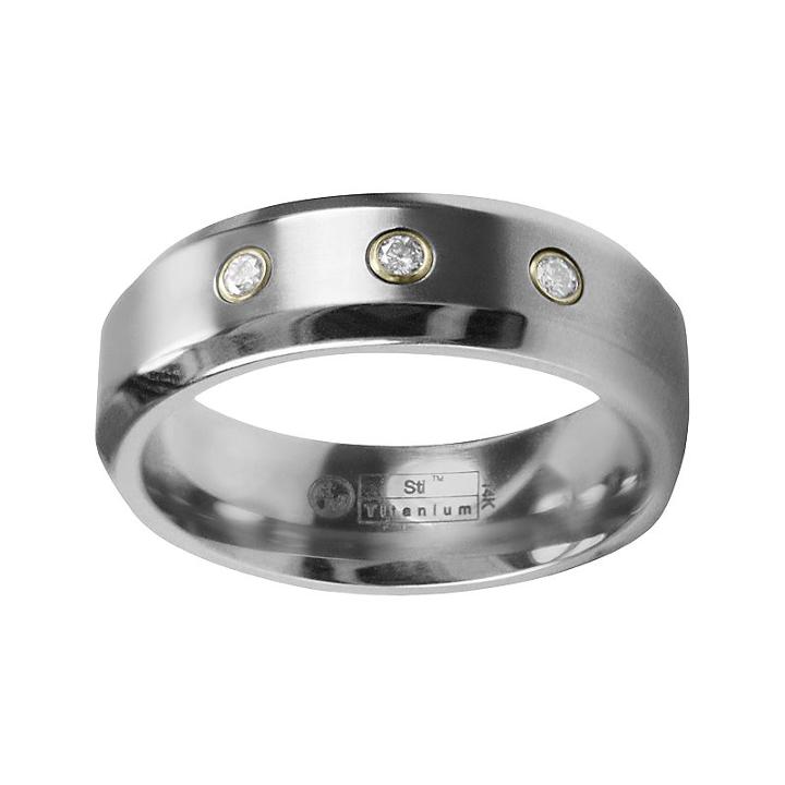 Sti By Spectore Gray Titanium Diamond Accent Wedding Band - Men, Size: 9, White