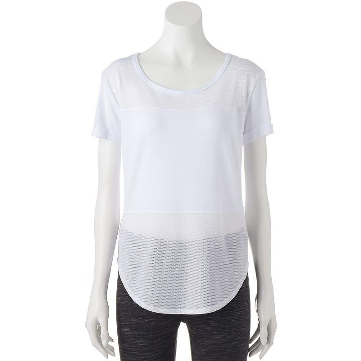 Juniors' So&reg; Perfectly Soft Mesh Insert Short Sleeve Tee, Teens, Size: Large, White