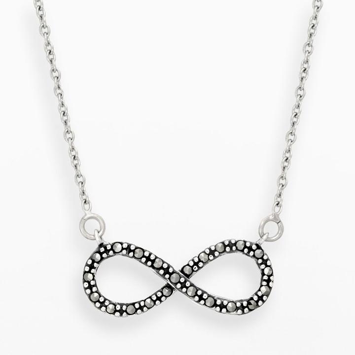 Tori Hill Sterling Silver Marcasite Infinity Necklace, Women's, Size: 18, White