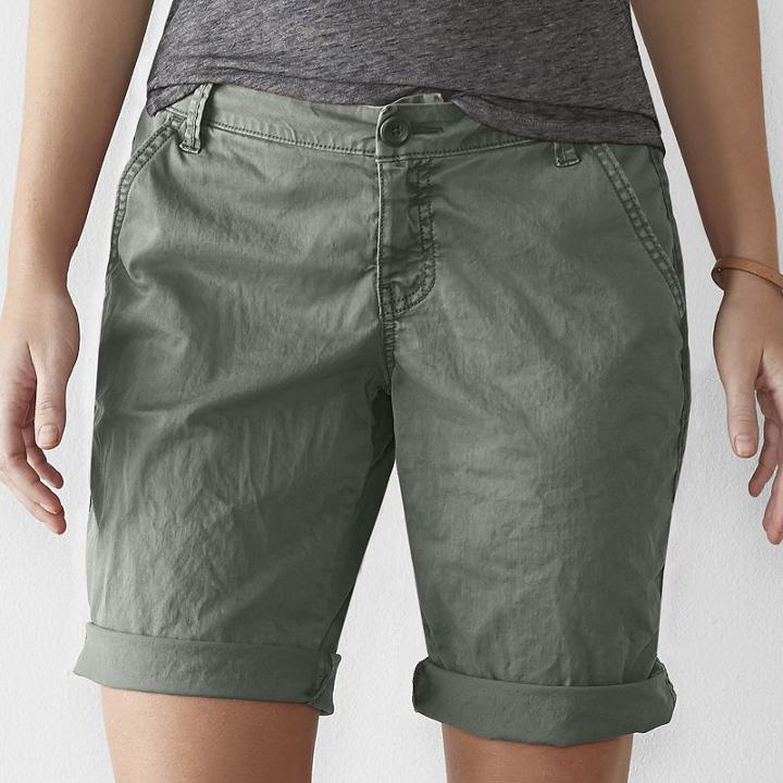 Women's Sonoma Goods For Life&trade; Chino Bermuda Shorts, Size: 18, Lt Green