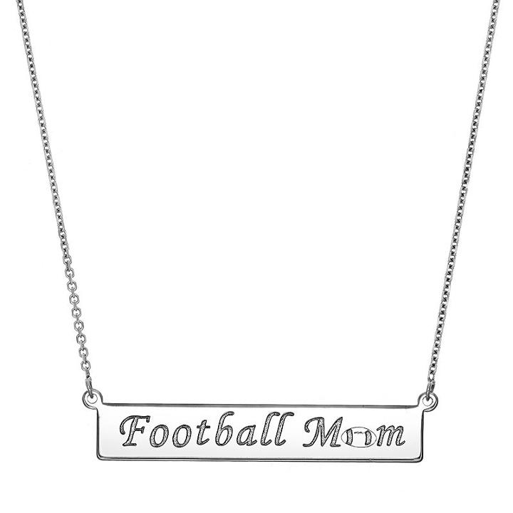 Sterling Silver Football Mom Bar Necklace, Women's, Size: 18, Grey