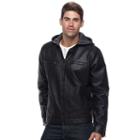 Men's Levi's Vintage Faux-leather Hooded Racer Jacket, Size: Large, Black