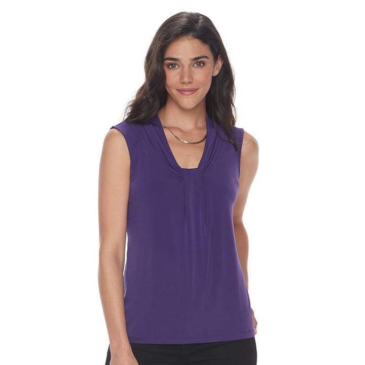 Petite Dana Buchman Sleeveless Knotted V-neck Top, Women's, Size: M Petite, Purple