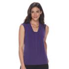 Petite Dana Buchman Sleeveless Knotted V-neck Top, Women's, Size: M Petite, Purple
