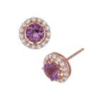 Amethyst And Lab-created White Sapphire 14k Rose Gold Over Silver Halo Stud Earrings, Women's, Multicolor